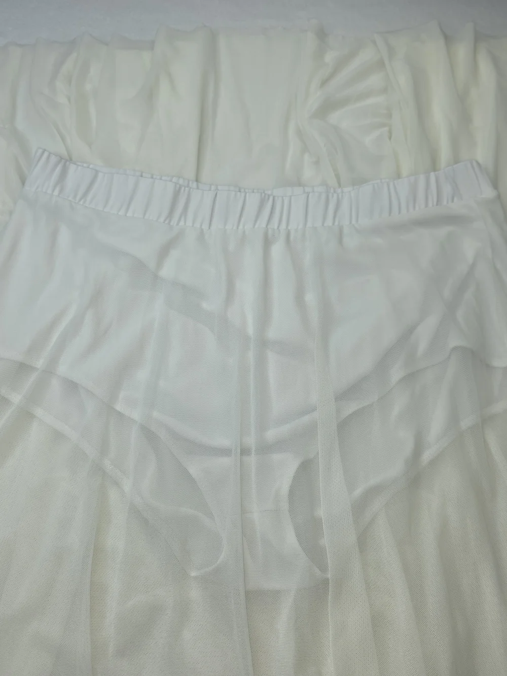 FTF 1 White Mesh Elastic Waist Sheer Skirt W/Panty CX-3898 - Picture 7 of 9